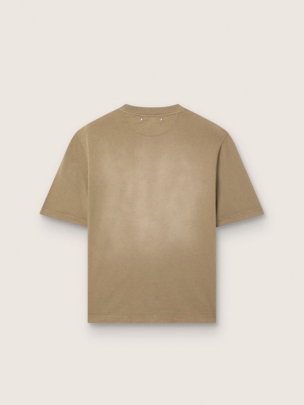 Golden Goose - Unisex T-shirt in beige cotton jersey with embroidered logo in 
