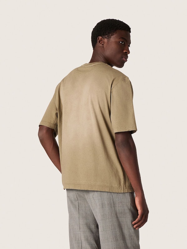 Golden Goose - Unisex T-shirt in beige cotton jersey with embroidered logo in 