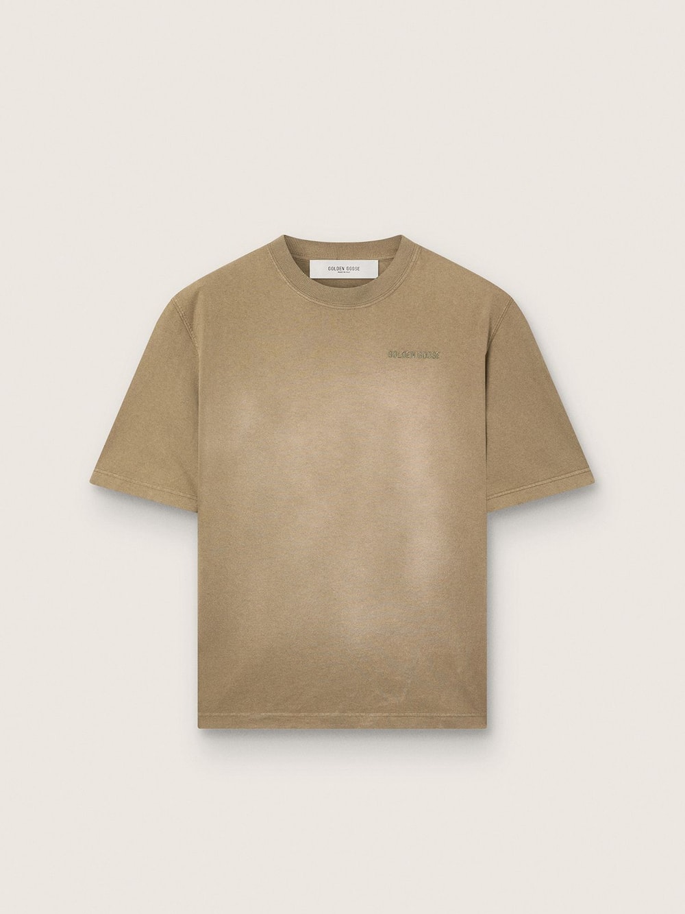 T-shirt unisexe en jersey de coton beige avec logo brodé — Golden Goose