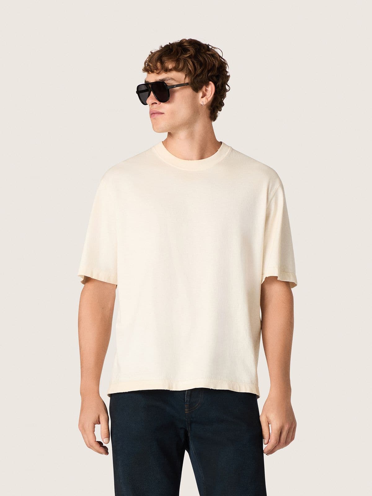 Golden Goose - Camiseta unisex Star de algodón blanco vintage con estampado negro en la espalda in 