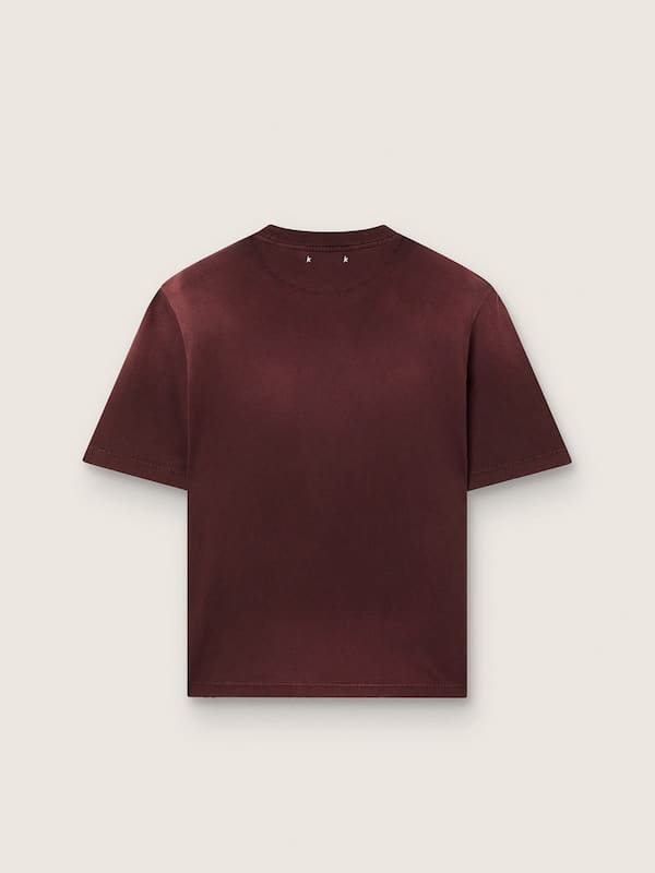 Unisex T-shirt in burgundy cotton jersey with logo