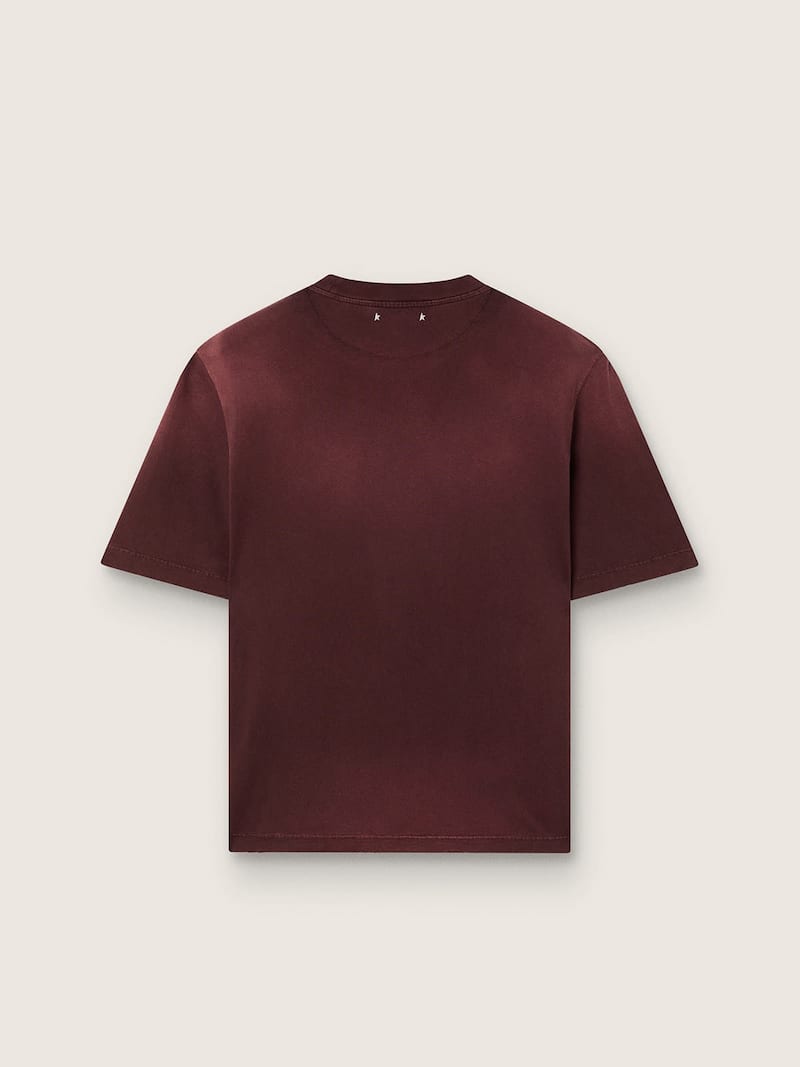 Golden Goose - T-shirt unisexe en jersey de coton bordeaux avec logo in 