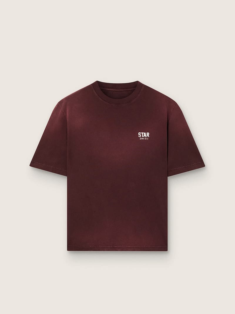 Unisex T-shirt in burgundy cotton jersey with logo