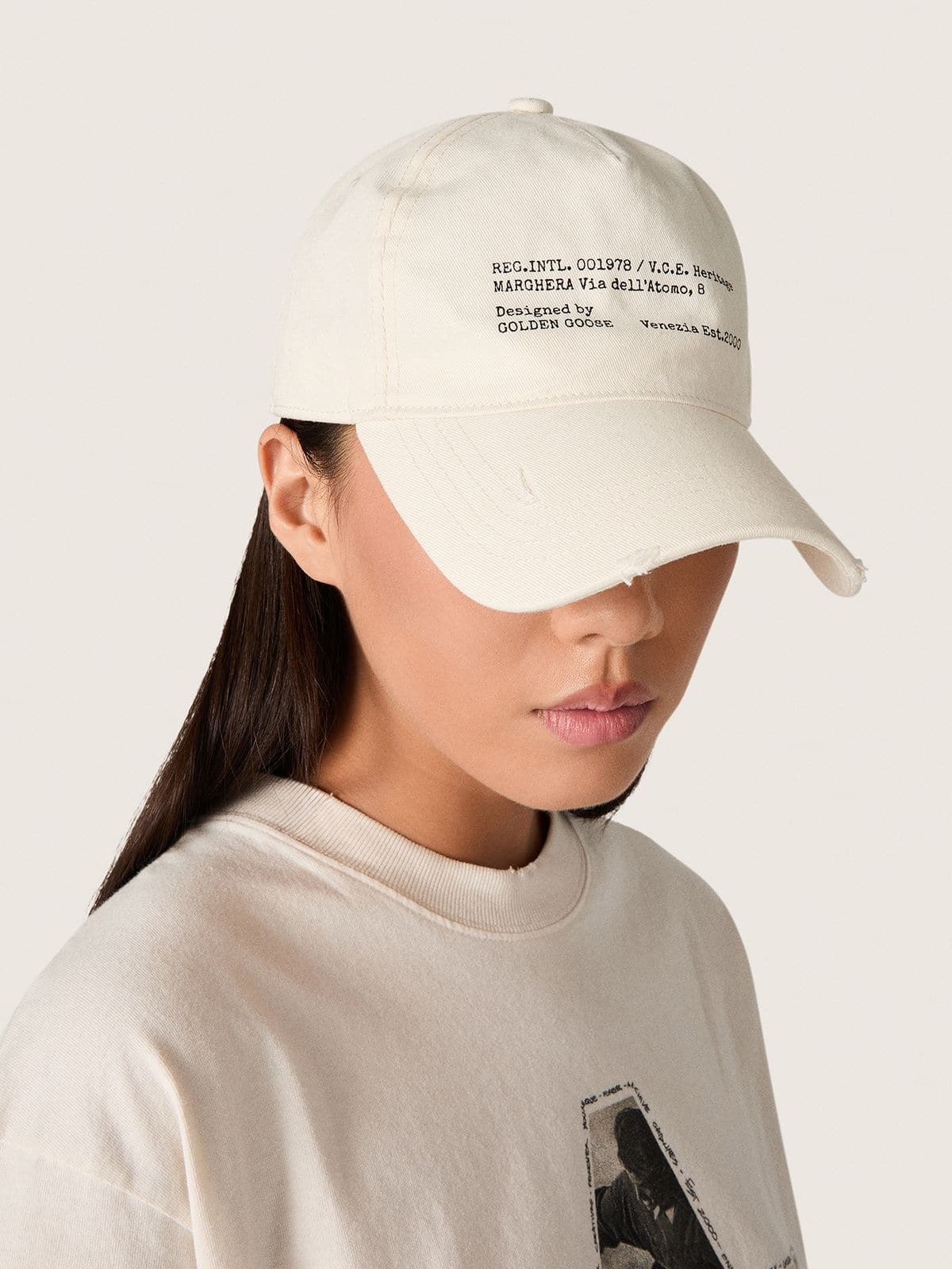 Vintage white cotton baseball cap