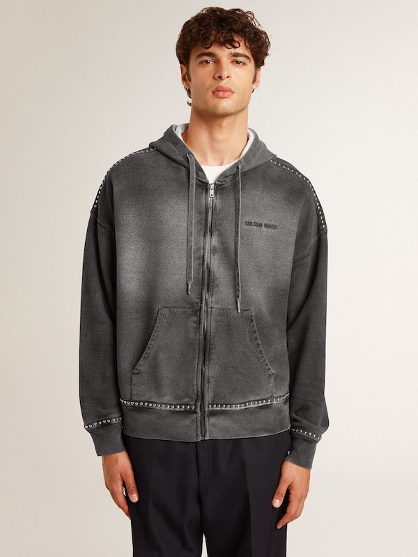 Golden Goose - Sprayed effect anthracite sweatshirt with studs in 