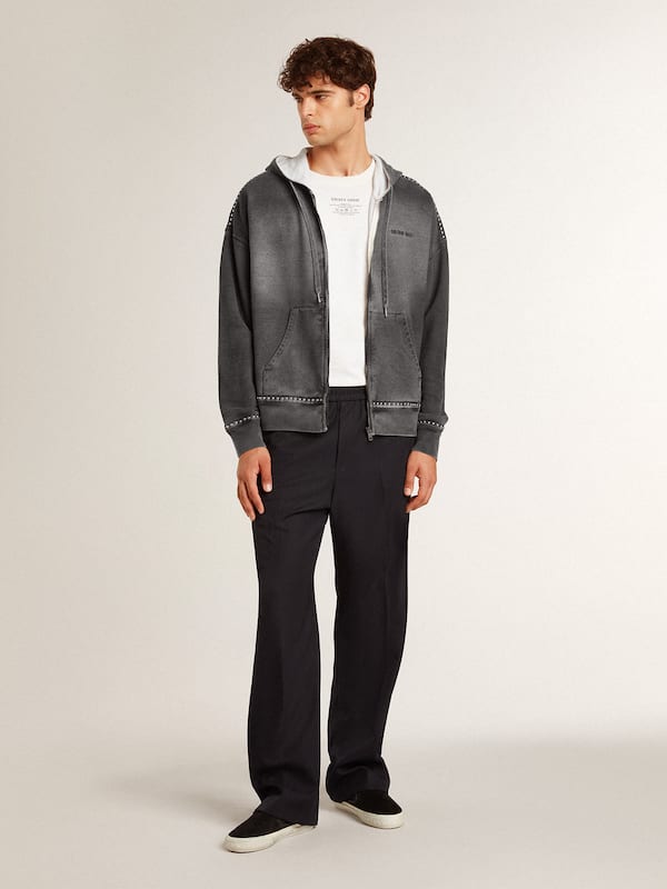 Golden Goose - Sprayed effect anthracite sweatshirt with studs in 