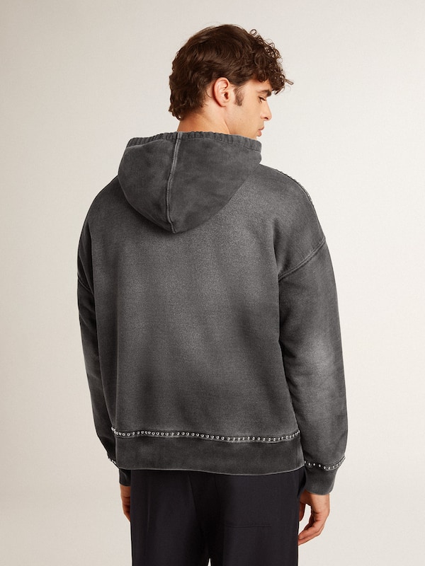 Golden Goose - Sprayed effect anthracite sweatshirt with studs in 