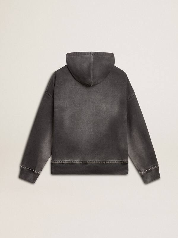 Golden Goose - Sprayed effect anthracite sweatshirt with studs in 