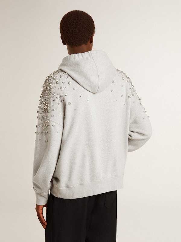 Golden Goose - Gray hooded sweatshirt with crystal decoration  in 