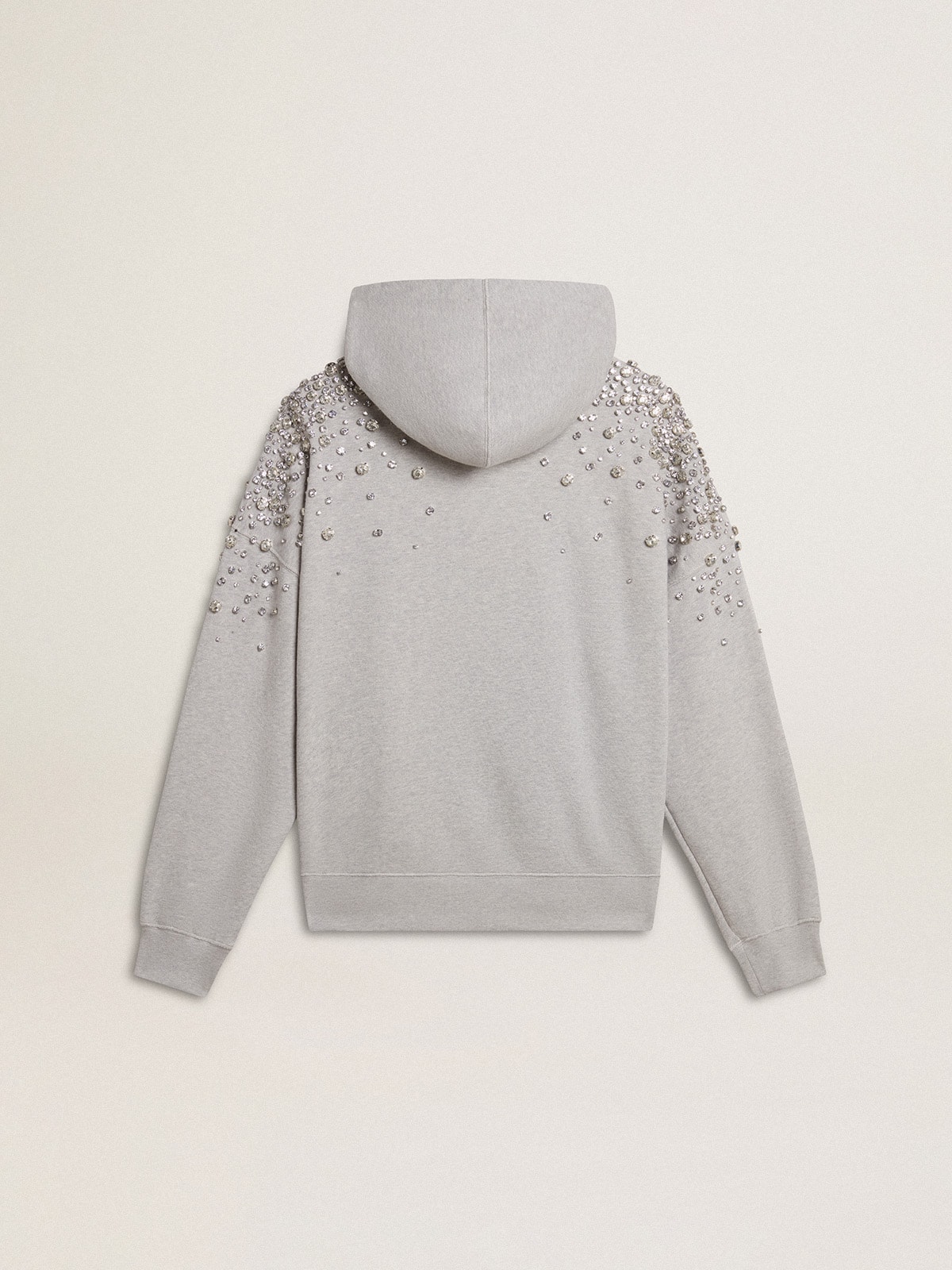 Golden Goose - Gray hooded sweatshirt with crystal decoration  in 