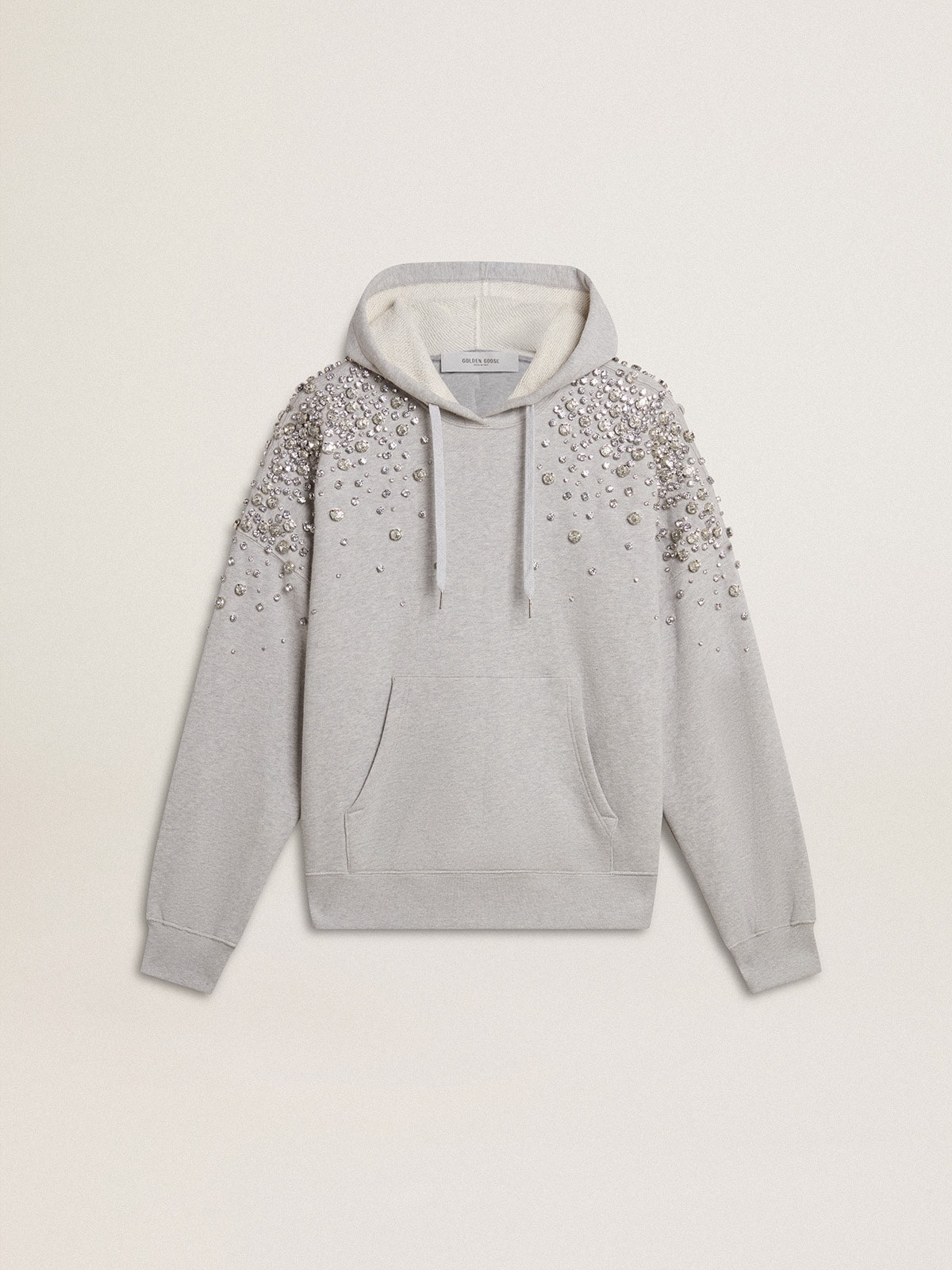 Golden Goose - Gray hooded sweatshirt with crystal decoration  in 