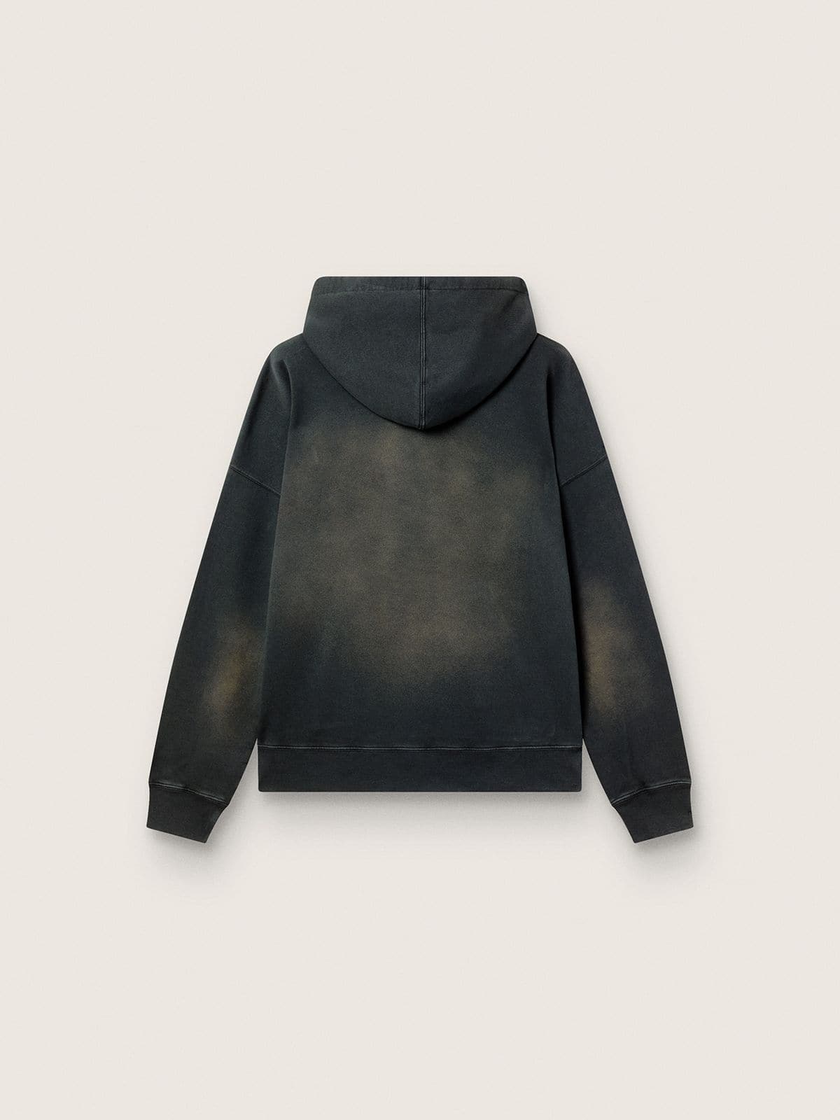Golden Goose - Sweat-shirt à capuche unisexe en coton noir avec effet décoloré in 