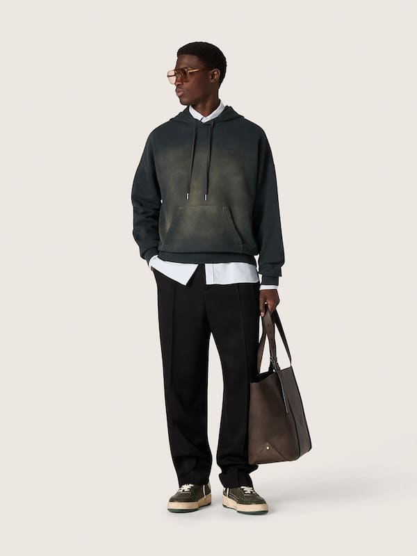 Golden Goose - Unisex hooded sweatshirt in black cotton with a bleached effect in 
