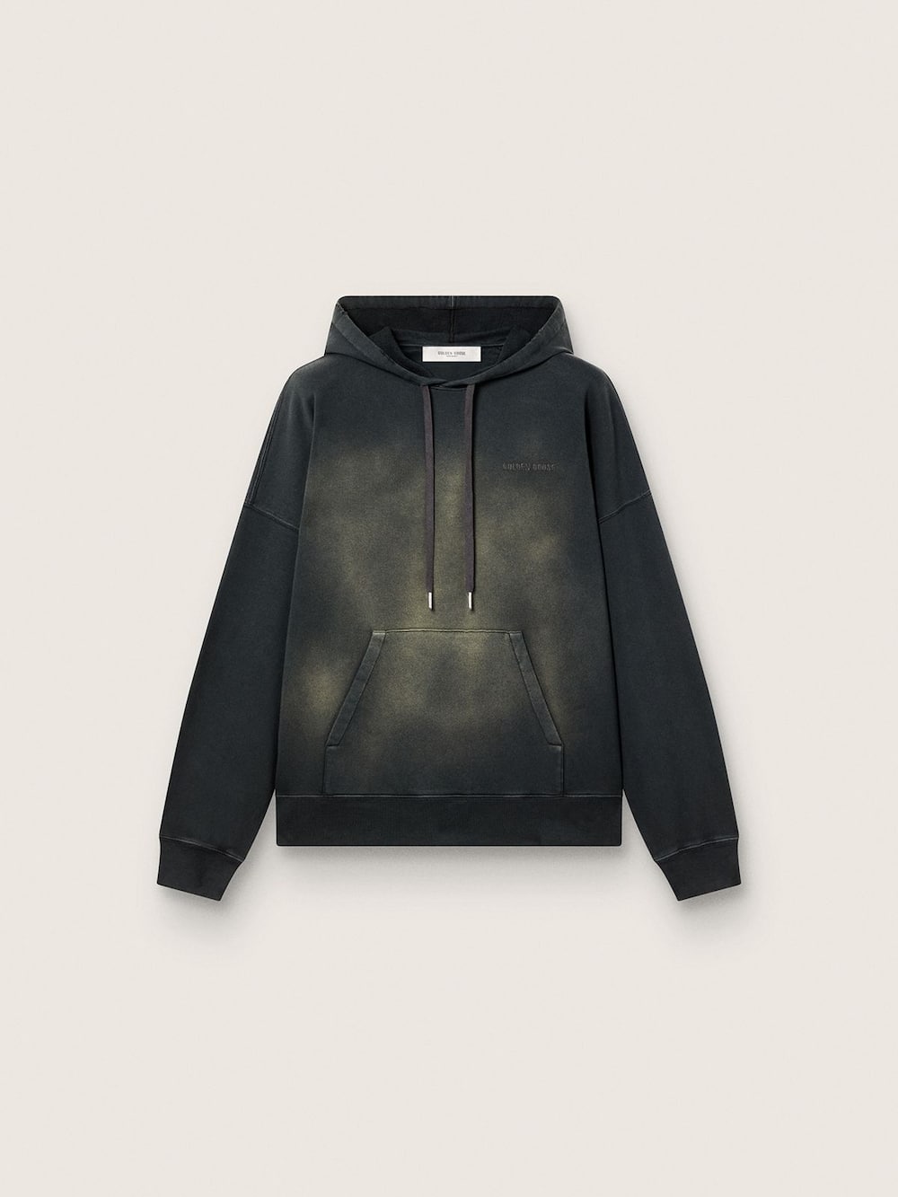 Sweat-shirt à capuche unisexe en coton noir avec effet décoloré — Golden Goose