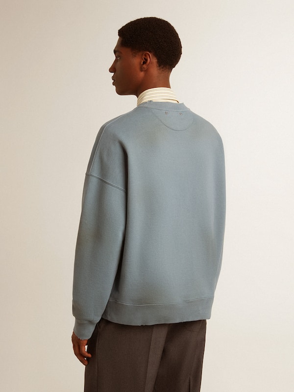 Golden Goose - Oversized sweatshirt in baby blue with distressed finish in 