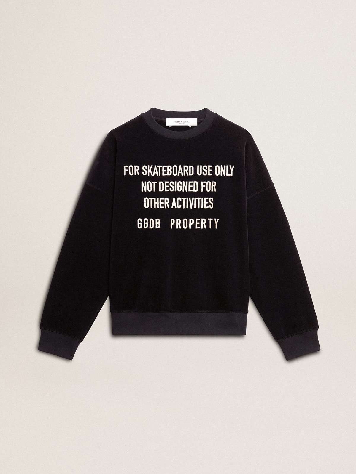 Golden Goose - Black crew neck sweatshirt with embroidered lettering in 