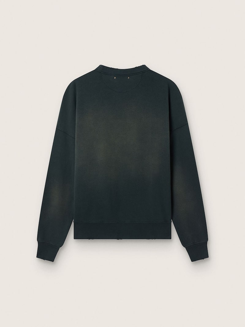 Golden Goose - Unisex-Sweatshirt aus Baumwolle in Lived-in-Black mit Sticklogo in 