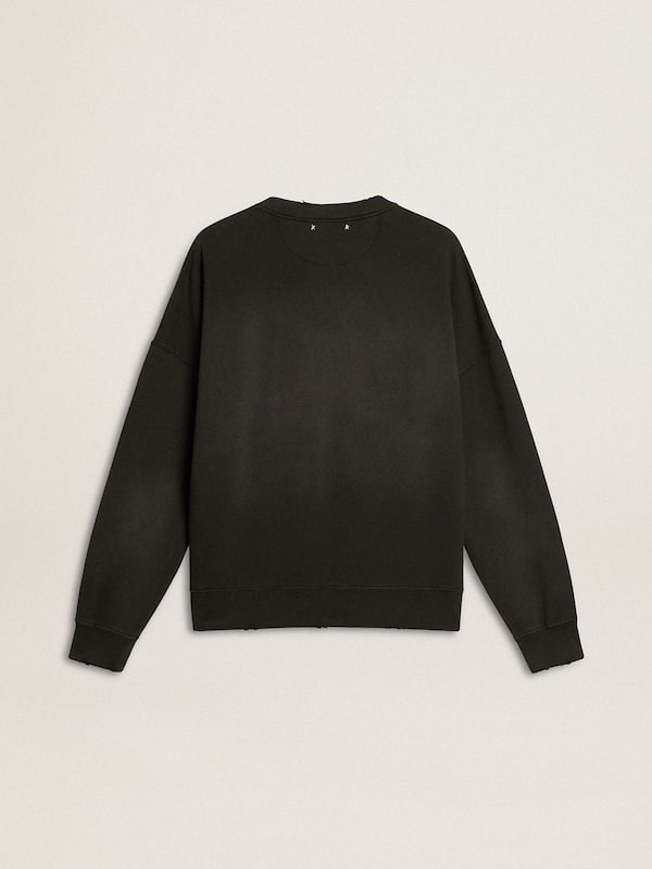 Golden Goose - Unisex sweatshirt in black cotton with embroidered logo in 