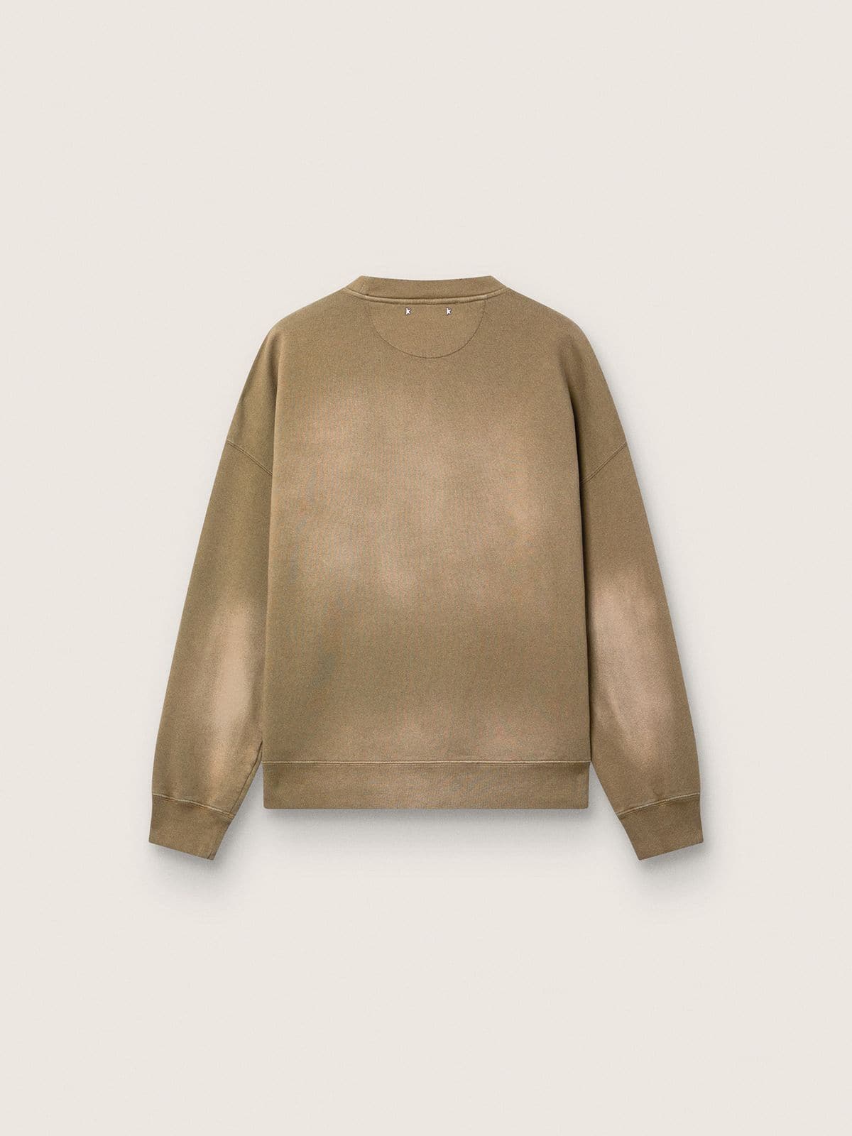 Felpa Unisex in cotone effetto bleached color verde militare con logo ricamato