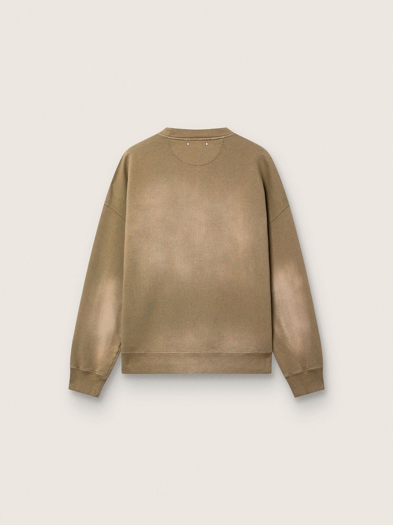 Golden Goose - Armeegr&uuml;nes Unisex-Sweatshirt aus Baumwolle in Bleached-Optik mit Sticklogo in 