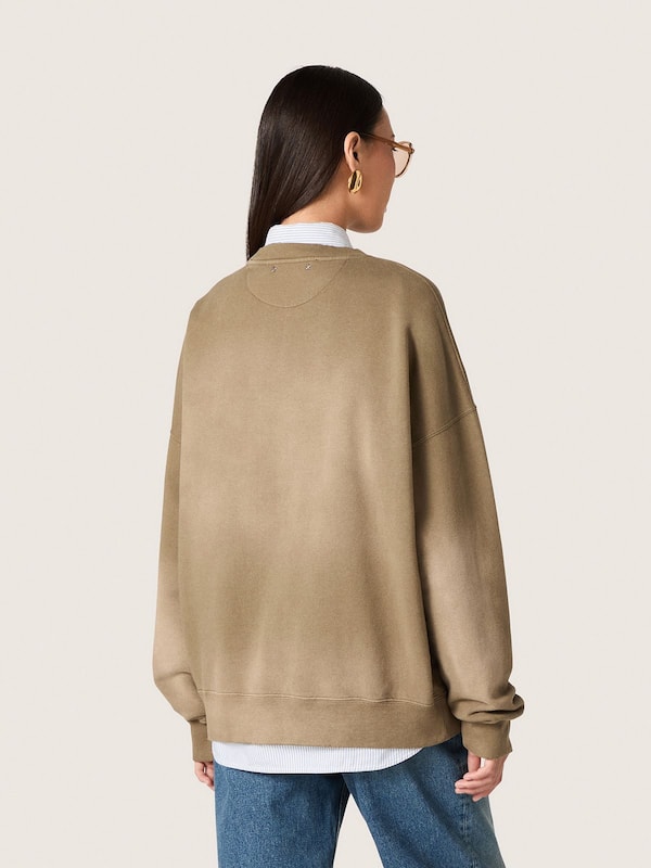 Golden Goose - Unisex sweatshirt in military-green bleached-look cotton with embroidered logo in 