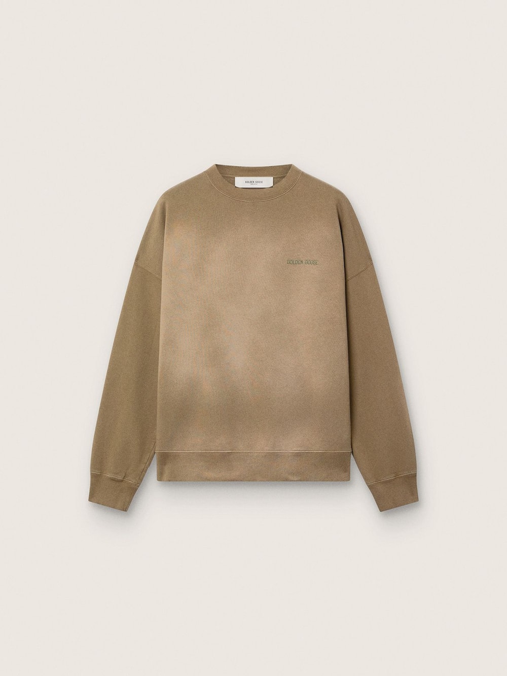 Sweat-shirt unisexe en coton effet décoloré vert militaire avec logo brodé — Golden Goose