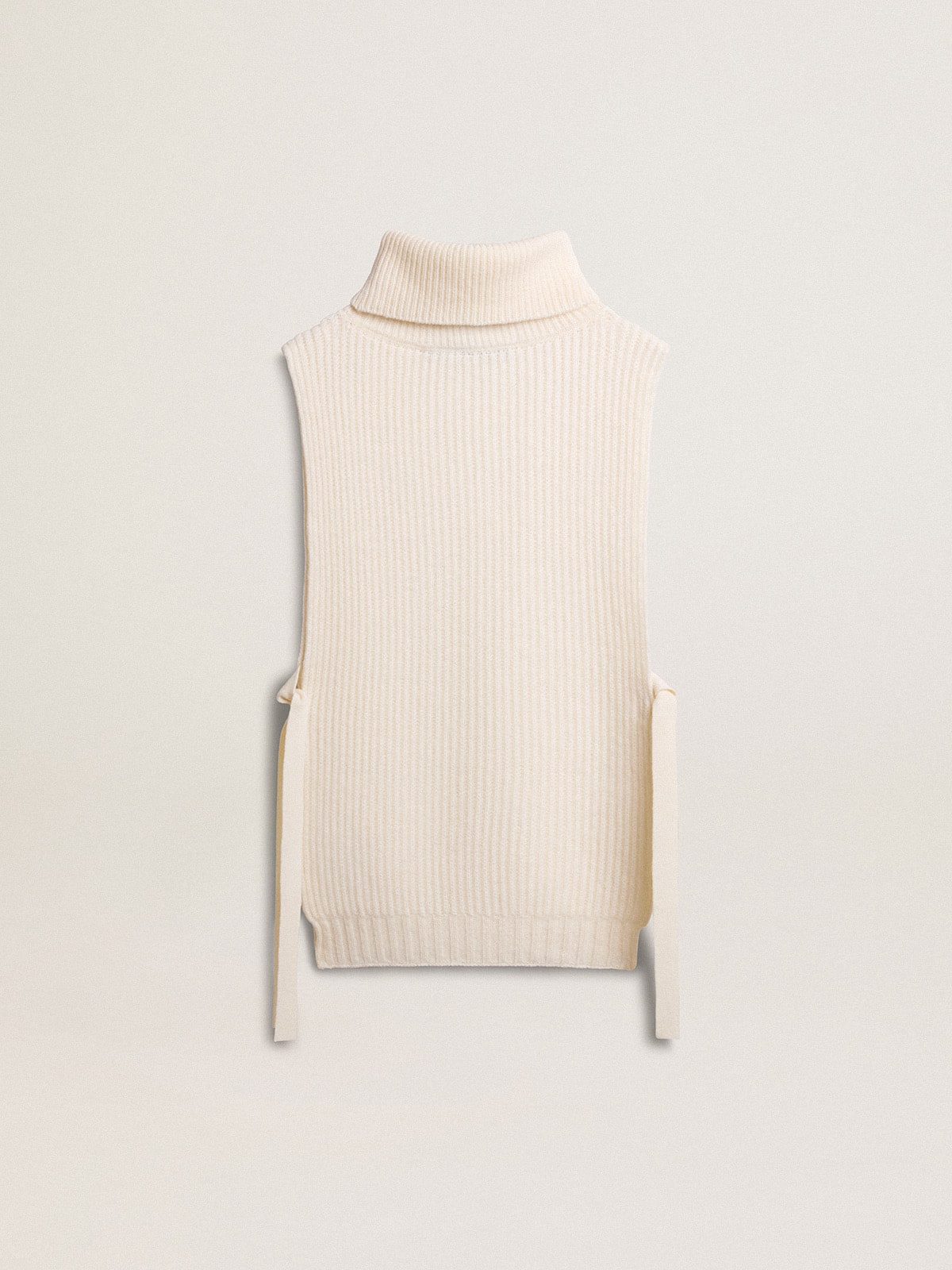 Golden Goose - Unisex white high-neck sleeveless sweater in ribbed wool in 