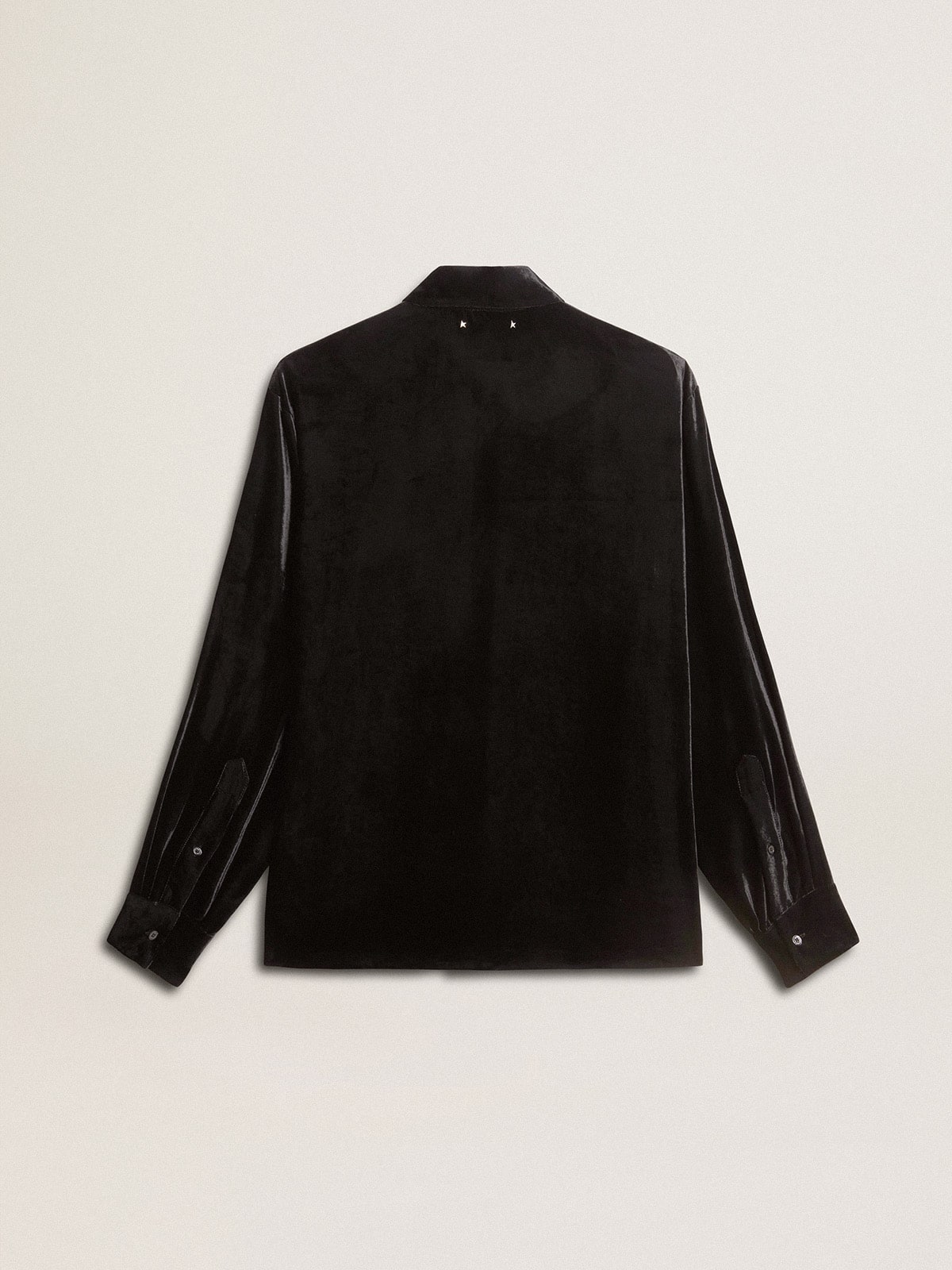 Golden Goose - Velvet-effect black shirt with embroidery in 