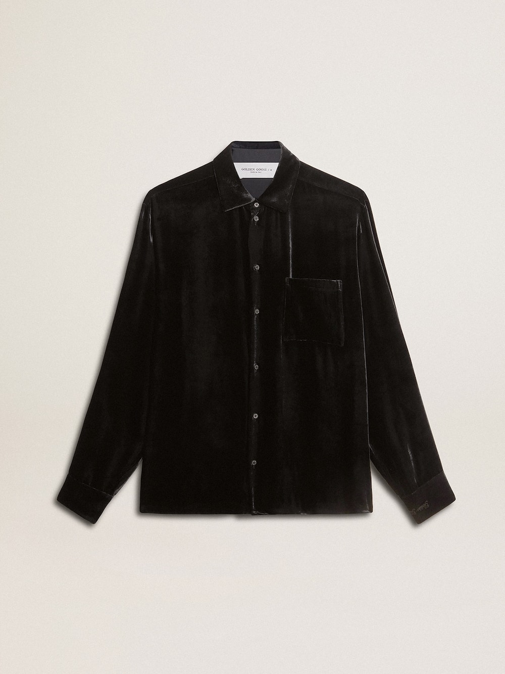 Chemise noire à l'effet velours avec broderies — Golden Goose