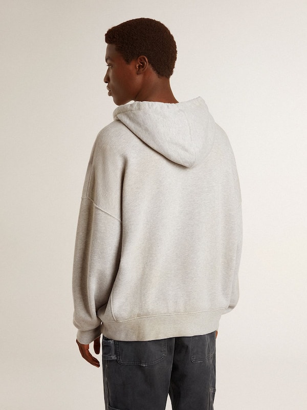 Golden Goose - Hooded sweatshirt in worn gray with embroidered vintage logo in 