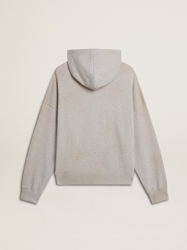 Golden Goose - Hooded sweatshirt in worn gray with embroidered vintage logo in 