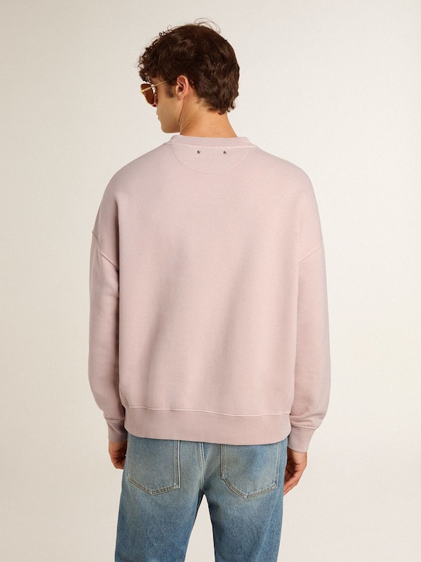 Golden Goose - Old rose unisex round neck sweatshirt with green logo print in 