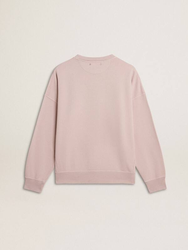 Golden Goose - Old rose unisex round neck sweatshirt with green logo print in 