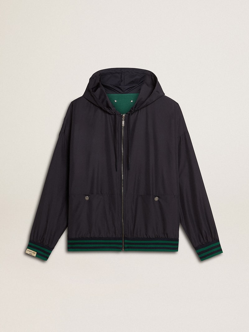 Golden Goose - Gr&uuml;ne-blaues Herren-Wendesweatshirt mit Kapuze in 