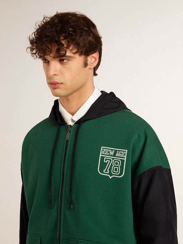 Golden Goose - Men's green and blue reversible hooded sweatshirt  in 