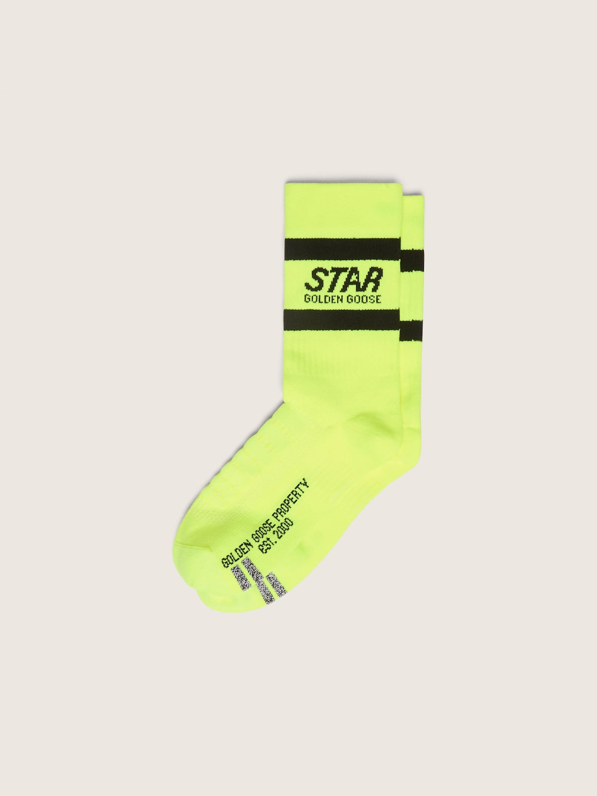 Golden Goose - Calzini sportivi giallo fluo con stripes nere in 