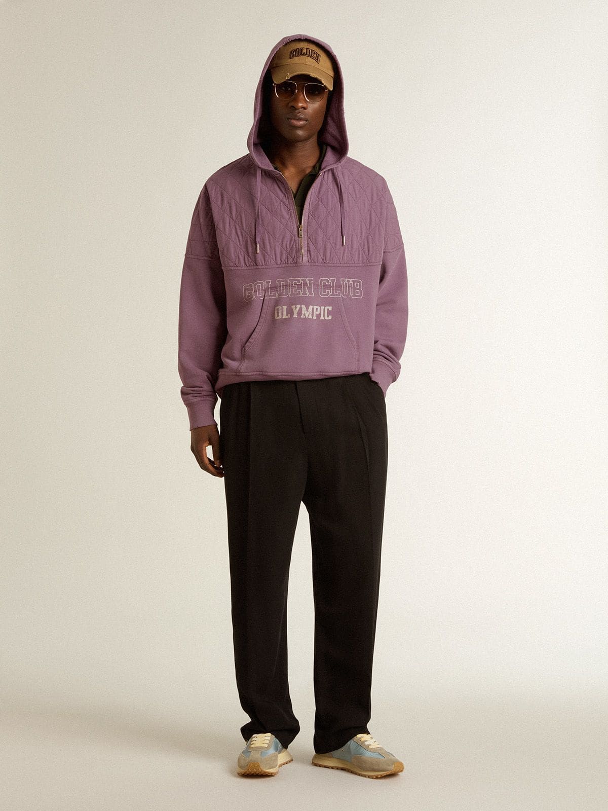 Golden Goose - Unisex mauve cotton sweatshirt with print on the front in 