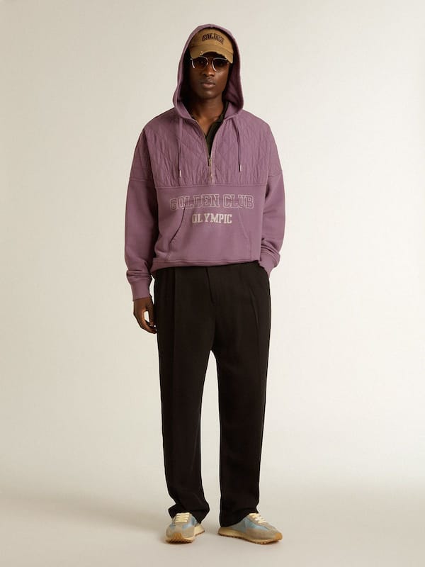 Golden Goose - Unisex mauve cotton sweatshirt with print on the front in 