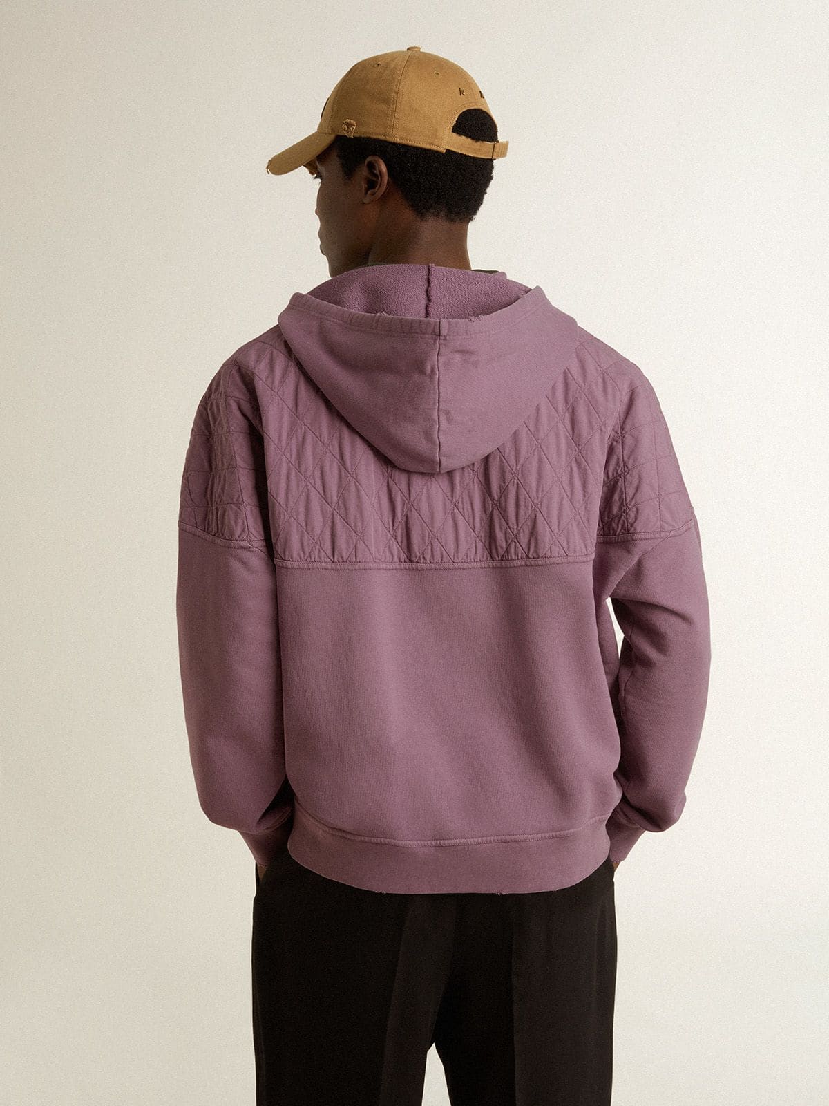 Golden Goose - Unisex mauve cotton sweatshirt with print on the front in 