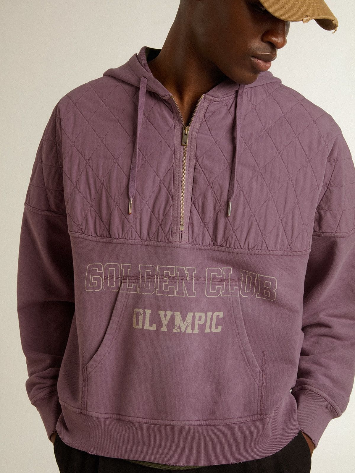 Golden Goose - Unisex mauve cotton sweatshirt with print on the front in 
