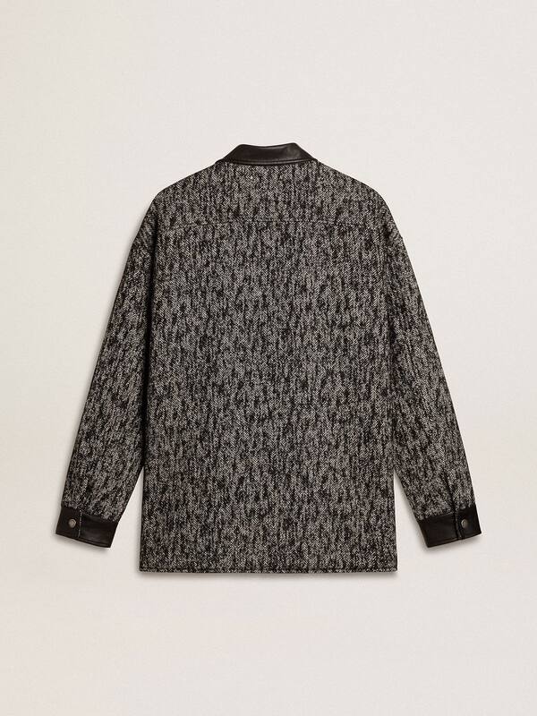 Golden Goose - Gray herringbone jacket with black leather details in 