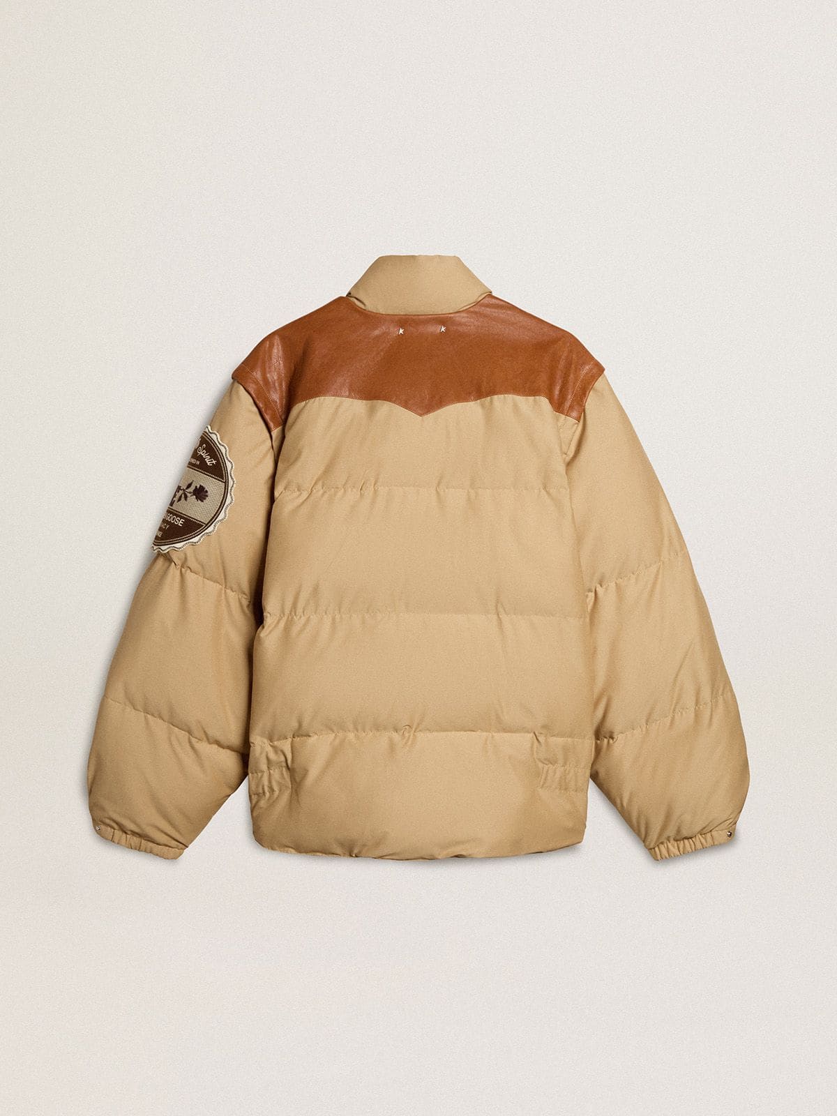 Golden Goose - Beige bomber jacket with leather and patch details in 