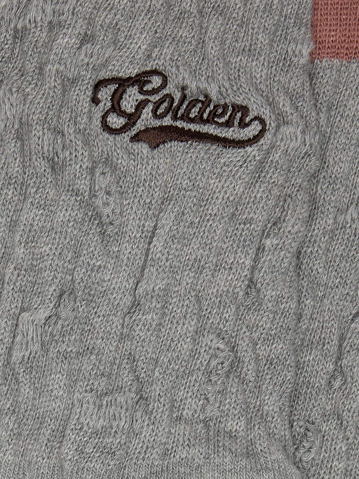 Golden Goose - Chaussettes c&ocirc;tel&eacute;es gris chin&eacute; avec d&eacute;tails brique et logo marron brod&eacute; in 