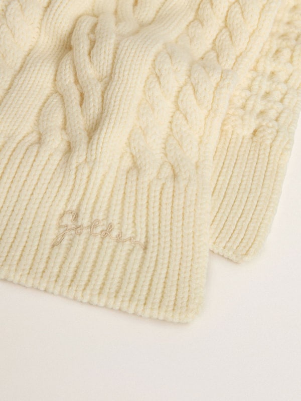 Golden Goose - White wool scarf with embroidery in 