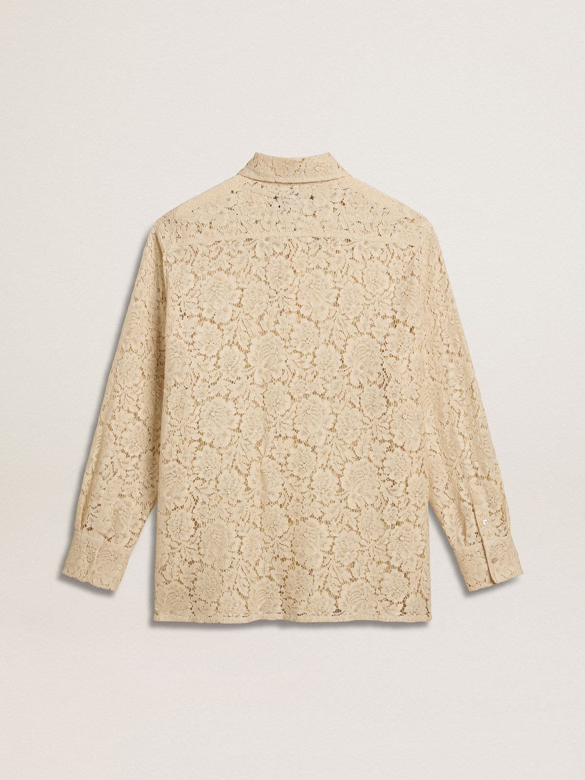 Golden Goose - Camicia over in pizzo color crema see-through in 
