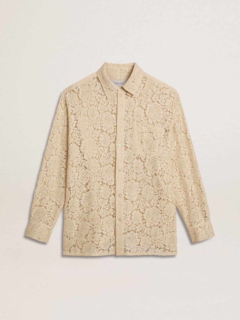 Chemise oversize en dentelle ajourée couleur crème — Golden Goose