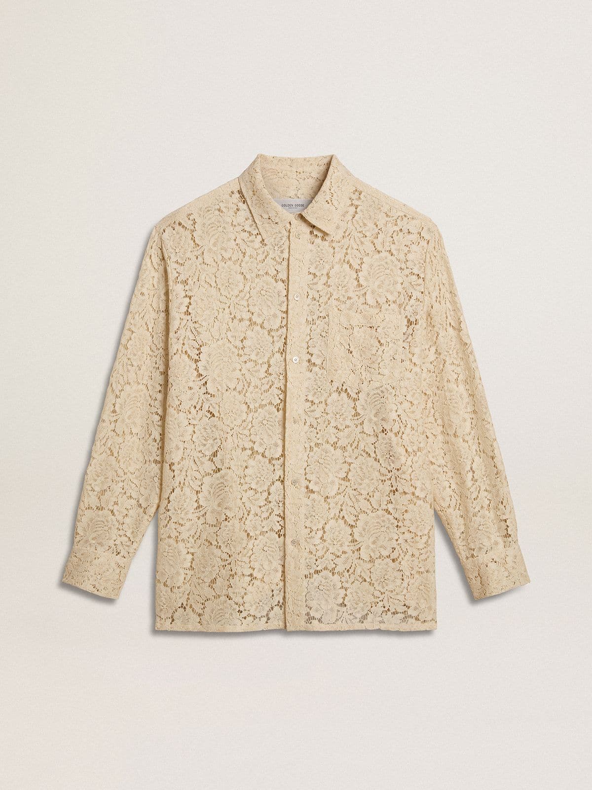 Golden Goose - Camicia over in pizzo color crema see-through in 