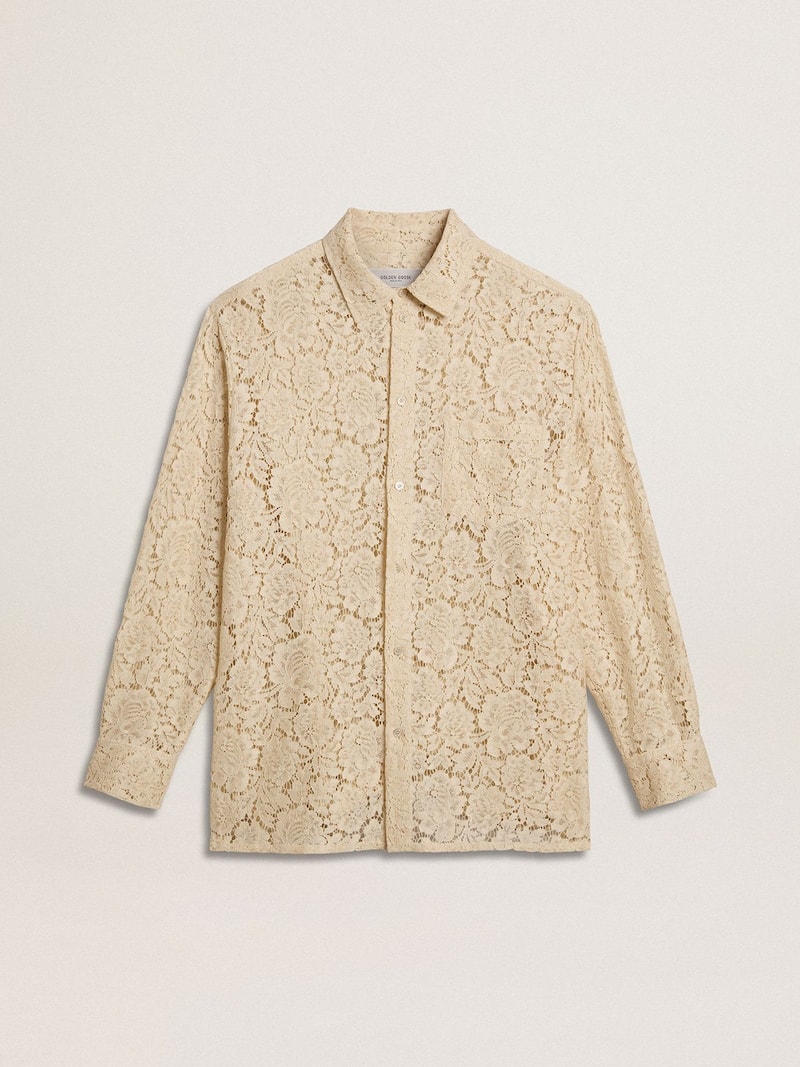 Chemise oversize en dentelle ajourée couleur crème