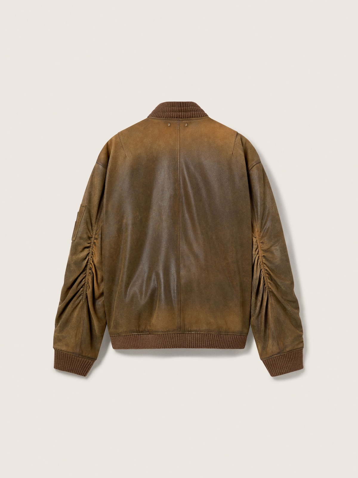 Golden Goose - Bikerjacke aus braunem Leder in Lived-in-Optik in 