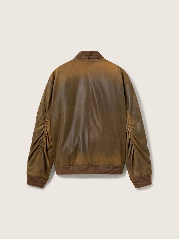 Golden Goose - Brown leather biker jacket with a lived-in effect in 